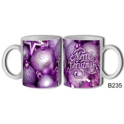 Bögre 3 dl - Lila díszek – Karácsonyi ajándék