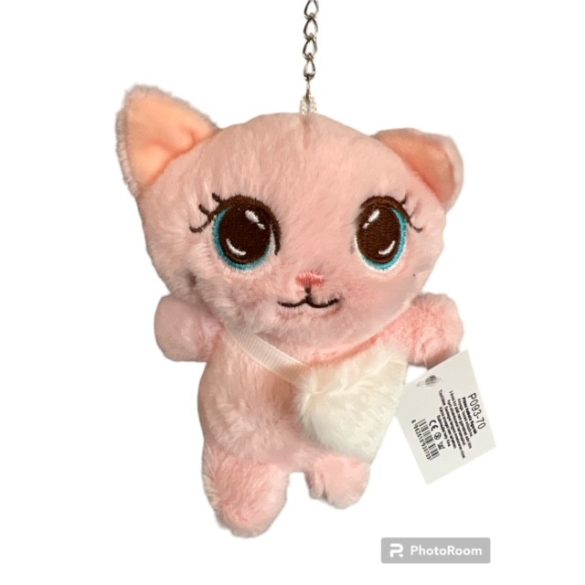 hímzett szemű cica klcstartó 11cm