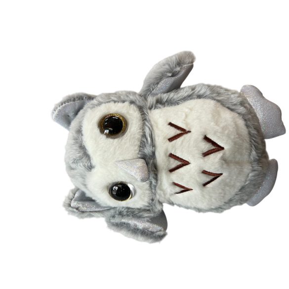 plüss bagoly,20cm csillogó szemű,szürke/fehér ,ballagási ajándék